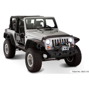 Bushwacker Jeep Flat Style Front & Rear Fender Flares | 4-Piece Set, Black, Textured Finish | 10919-07 | Fits 2007-2018 Jeep Wrangler JK 2-Door