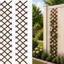 2 PCS Expandable Garden Trellis, 13.1" x 67" Trellis for Climbing Plants Outdoor, Wooden Lattice Fence Wall Panel Lattice Panels for Outside, for Climbing Plants Vine Ivy Rose Cucumbers Clematis4PC
