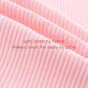 Baby Romper with Baby Mittens & Newborn Hats Footless Long Sleeve Solid Onesie Hi Im New Here (Pink)