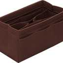 Purse Organizer Insert Felt Bag Organizer Handbag Organizer Insert Bag In Bag Organizer for Tote Purse Bag 14 Pockets Brown X-Large