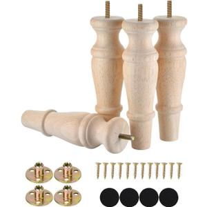 Michanco Wooden Furniture Legs 8 Inch Set of 4 Unfinished Replacement Parts for Couch Sofa Chair Ottoman Cabinet