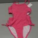 LIZENS Girls One Piece Swimwear Cut Out Floral Print 2-12Years Bow Beach Bathing Swimsuit (7-8 Years, Pink)