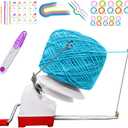 Large Capacity Yarn Ball Winder - Yarn Winder Easy to Set Up and Use - Hand Operated Yarn Winder 10 Ounce Capacity + 53 Pieces Stitch Knitting Needles + 1 Pieces Scissors