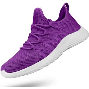 Feethit Womens Slip On Running Shoes Non Slip Walking Shoes Lightweight Gym Workout Shoes Breathable Fashion Sneakers (7, Purple)