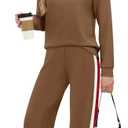 XIEERDUO Matching Sets 2 Piece Chocolate Brown Fall Clothes Vacation Outfits for Women 2025 Women's Winter Clothing Comfy Sets Caramel M