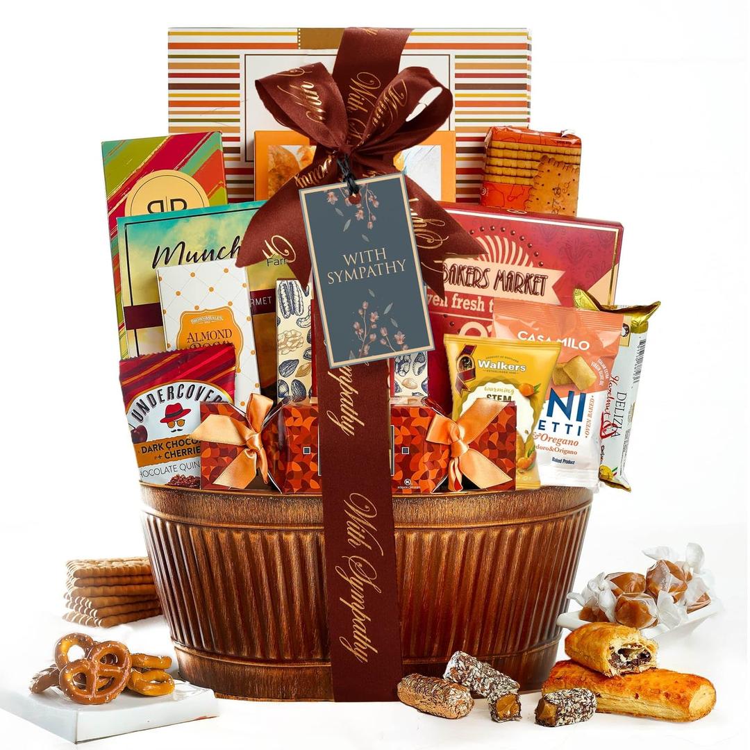 Broadway Basketeers Sympathy Gift Baskets  Bereavement & Condolences Care Package with Gourmet Snacks - Thoughtful Sympathy Gifts Delivery for Loss of Loved One, Funeral, or Kosher Shiva