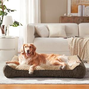XL Orthopedic Dog Beds Large Sized Dog, Extra Thick Supportive Big Dogs Couch Bed with Sides, Ultra Soft Pet Bed Sofa for Large Dogs, Brown, 42''x30''