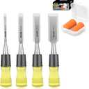 HURRICANE 4 Piece Wood Chisel Set for Woodworking with Foam Earplugs