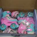 Sportneer Kids Roller Skates: 4 Size Adjustable Quad Skates with Light Up Wheels for 5-8, 8-12 Girls Boys Kids Toddlers Beginners, Birthday Gift with Protective Gear Set for Outdoor Indoor