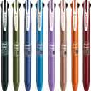 WRITECH Retractable Gel Ink Pens: Multi Colored 2 in 1 Colorful Click Pens Assorted Color 8ct Extra Fine Point Tip 0.5mm Journaling Smooth Writing Note Taking Coloring No Bleed & Smear & Smudge (Vintage&Black)