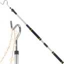 Clothes Hooks, 49"-91" Extendable Coat Hook Durable and Sturdy Telescopic Pole for Hanging and Retrieval Lights Rope Wreaths Bird Feeders Plants and Clothes