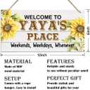 Rustic Welcome to Yaya's Place Decor Sign, Welcome Decor Sign, Sunflower Sign, Hanging Decorative Wood Plaque, Printed Wood Art Wall Decor, Porch Decor Sign, Yaya's Gift, Gift for Grandma 12x7in