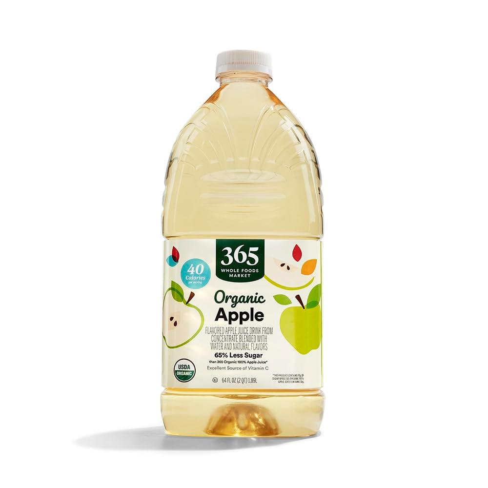 2 x 365 by Whole Foods Market, Organic Reduced-Sugar Apple Juice, 64 Fl Oz