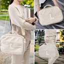 Personalized Letter Bible Covers for Women, Corduroy Teen Girls Bible Case with Shoulder Strap, Ivory Large Church Bag, Christian Gifts Book Carrying Case