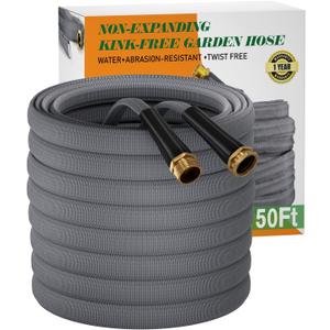 Garden Hose 50 FT, Non-Expanding Water Hose, Ultra-Light & Flexible, Burst-Resistant, Kink-Free, High-Pressure Garden Hose All-Weather Use for Lawns, Gardens, and Outdoor Cleaning