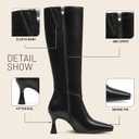 VOMIRA Knee High Boots Women Square Toe Kitten Heel Boot