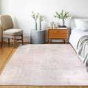 Machine Washable Area Rug, Soft & Durable, Non-Slip, Stain Resistant Rug for Bedroom, Living Room, Dining Room, High Traffic Areas. (Beige, 8' X 10')