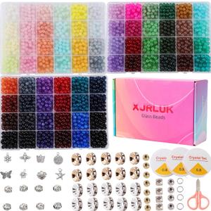XJRLUK Glass Beads Bracelet Making Kit, 3000 pcs 72 Colors 6 mm Crystal Beads for Jewelry Making, Glass Beads Kits for Beginners DIY Earrings Necklaces Rings Crafts Birthday Gifts