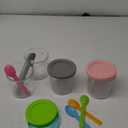 Ice Cream Pints Cup, Ice Cream Storage Container with Lids and Spoons, 4Pcs Plastic Icecream Food Storage Tubs Jars for Home Kitchen Freezer