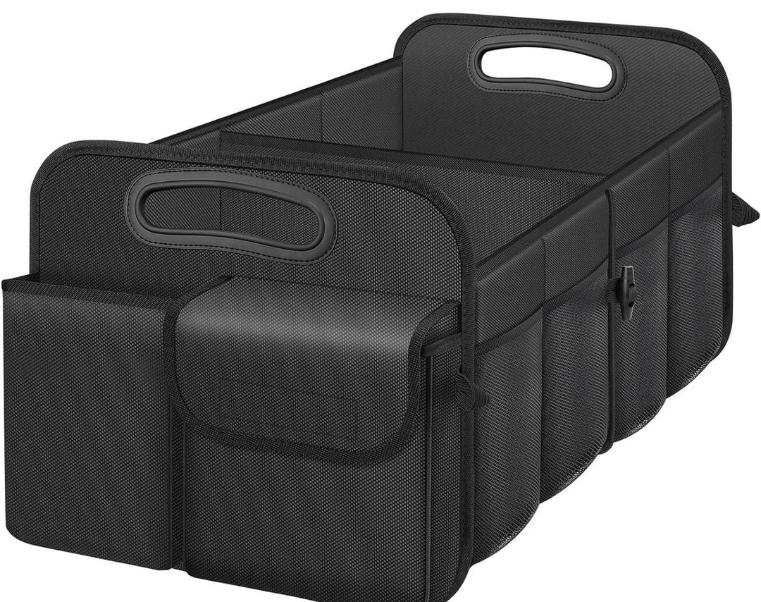 Femuar Car Trunk Organizer with Large Capacity Waterproof Car Accessories for Women & Men, Collapsible Trunk Organizer for Suv/Jeep/Sedan (Black, Standard)
