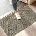 BEQHAUSE Dirt Trapper Door Mat 17"x30", Non-Slip Doormats (Rolled-Up NO Creases) Washable Entryway Rugs, Dirt Resist and Absorbent Welcome Mat, Low Profile Floor Mats for Front Back Door, Light Beige