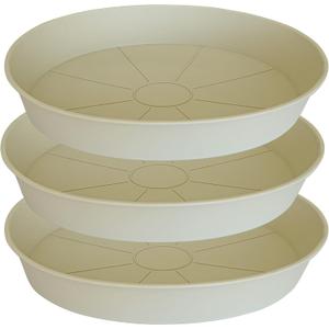 3 Pack of 25 26 inch Plant Saucer (22.7 Inch Base), 4.2" Depth, Large Deep Plastic Flower Planter Water Trays for Indoors Outdoor Bath Bath, Plant Drip Trays for Pot (26", Beige)