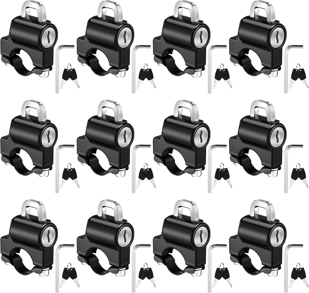 Blulu 12 Set Universal Motorcycle Helmet Lock Metal Anti-Theft Safety Lock with 24 Keys, 7/8" Tamper-Proof Helmet Security Padlock for Motorcycles Scooter Street Bike