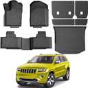 KUST Floor Mats for Jeep Grand Cherokee 2011-2021(Not for L), All Weather Cargo Mat with Back Seat Protector, TPE Floor Liners Trunk Mat Backrest Mat for Grand Cherokee Accessories, Full Set of 8