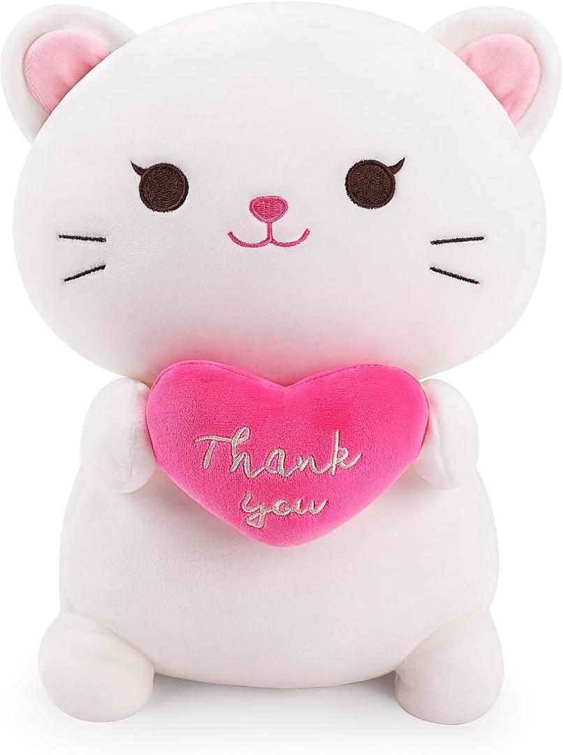 Achwishap Teacher Appereciation Gifts Cat Stuffed Animal-Thank You Cat Plush,14” Cats Plush Toys Birthday Gifts for Kids,Cute Plushies Kitten Stuffed Huggging Pillow,Gratitude Animal Pillow for Adults