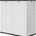 DWVO 76 Gallon Garbage Dual Can, Resin Outdoor Trash Can with Tiered Lid and Drip Tray, Waterproof Trash Bin for Patio, Kitchen, Backyard(Grayish-White)