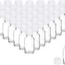 PATIKIL 0.5oz(15ml) Glass Sample Bottles, 48Pcs Round Bottle Dispensing Bottles with White Poly Cone Cap for Reagent Liquids, Juice, Perfume Hot Sauce Ginger Shots, Transparent