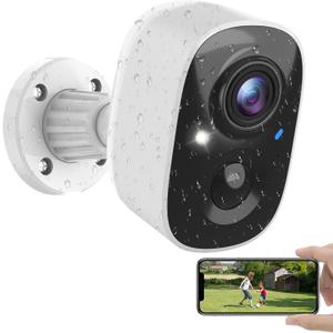Security Cameras Wireless Outdoor, Outside Cameras for Home Security with AI Motion Detection, Recharge Battery Powered, 2K Color Night Vision, IP66 Weatherproof, 2-Way Talk, SD/Cloud Storage (White)