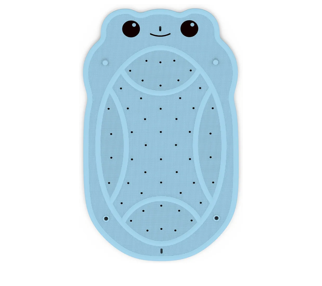 Bathtub Mat Non Slip, Kids Bath Mat 30"x 18", Bath Mat for Tub Non Slip with Strong Suction and Textured Surface, Natural Rubber Latex Free PVC Free Safe for Baby, Frog Pattern, Blue