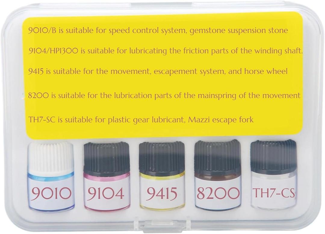 5PCS Watch Oil Kit Synthetic Lubricating Oil, Smooth Repair Tool for Watchmaker Workers, Lubricant Watchmaker Tools for All Watch Movements, Watch Repair Tools & Kits