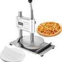 VEVOR Manual Pizza Dough Press Machine, 9.5 inch Pizza Pastry Press Plate, Stainless Steel Bread Presser, Commercial Chapati Sheet Crust Maker, Forming Machine with Handle and 100 Pcs Parchment Paper