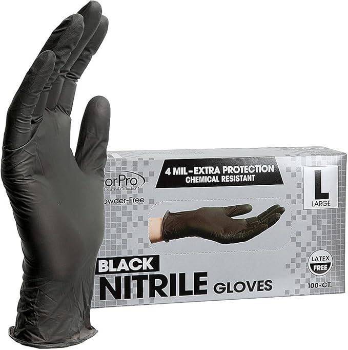 ForPro Disposable Nitrile Gloves, Chemical Resistant, Powder-Free, Latex-Free, Non-Sterile, Food Safe, 4 Mil, 100-Count, Size S