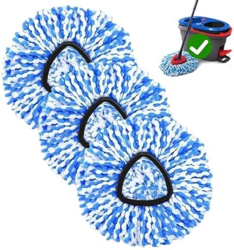 3-Pack Spin Mop Replacement Head for O-Ceda RinseClean Spin Mop Refill 2-Tank System Microfiber Deep Cleaning Machine Washable and Easy-to-Replace