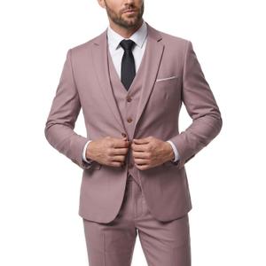 Hihawk Men's 3 Piece Suit with Tie, 2 Button Slim Fit Solid Blazer Jacket Vest Pants, Business Wedding Party Suits for Men (L)