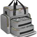 YOREPEK Nail Polish Organizer Case Holds 96 to 100+ Bottles (15ml/0.5 fl.oz) UV lamp, Extra Large Nail Polish Holder with Support Board for Easy Access, Gel Kit Bag For Manicure Tools, Grey