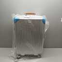 24 Inch Hardside Checked Luggage with Leather Handle, PC Zipperless Suitcase with Spinner Wheels and TSA Locks, Lightweight Checked Luggage for Travel, Silver