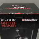Mueller 12-Cup Drip Coffee Maker - Borosilicate Carafe, Auto-Off, Reusable Filter, Anti-Drip, Keep-Warm Function, Clear Water Level Window Coffee Machine, Kitchen Essentials & Accessories (Black)