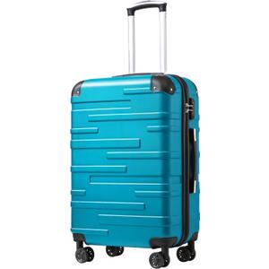 Coolife Luggage Suitcase Carry-on Hardside Travel Luggage TSA Lock Spinner Telescopic Handle (S(20in_carry on), lake blue)