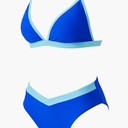 SUUKSESS Women Triangle High Cut Bikini Sets Sexy High Waisted 2 Piece Swimsuit (Medium, 57 Black White)