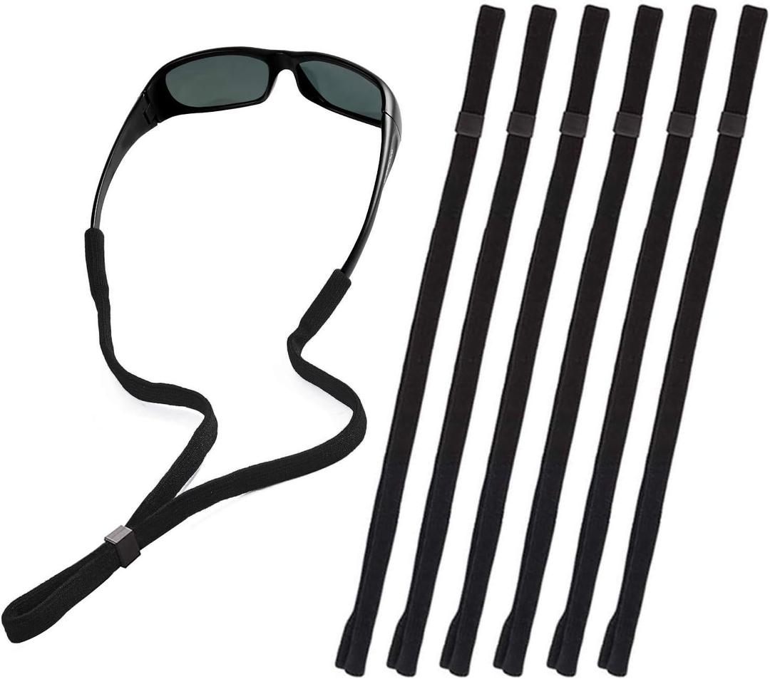 SHINKODA 6-Pack Glasses Strap - Universal Eyeglass Lanyard - Eyewear Retainer Cord for Reading, Safety, Sports & Sunglasses (Classic Black)