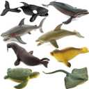 Sea Animal Toy Set, 7 pcs Animal Sea Figures Ocean Toy for Kids, Realistic Set for Sea Lovers, Includes Great White Shark, Dolphin, White Shark, Whale for Age 3+, Gift for Christmas