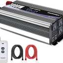 3000W Power Inverter 12V to 110V DC to AC with LCD Display, Remote Controller and 4 x AC Outlets Car Adapter for Car Truck Boat RV Off Grid Solar System (3000W-12V, Gray)