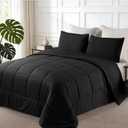 Exclusivo Mezcla Lightweight Reversible Twin Size Comforter Set, Down Alternative Comforter with 1 Pillow Sham, Twin Size Bedding Set for All Seasons, Black