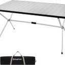 KingCamp Camping Table Roll up Aluminum Folding Table Lightweight Large Portable Foldable Camp Table for Picnic Camping Barbecue Backyard Beach Tailgate Indoor Outdoor, 4-6 Person, Support 176lbs, L Large X 47.2" x 31.4" x 27.5"