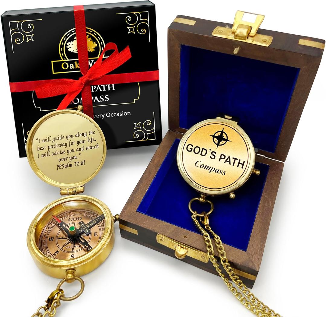 God's Path Compass  Communion & Confirmation Gift for Teenage Boys | Baptism Religious Gifts for Men, Christian, Catholic, Graduation | Sentimental & Inspirational Present  Greeting Card Included