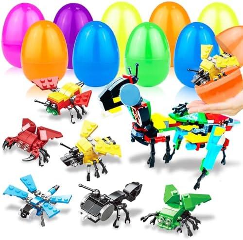 12 Pack 3" Large Easter Eggs Prefilled Stem Building Toys Easter Basket Essential 6 in 1 Basket Stuffers Filler Gifts for Kids Toddlers Boys Girls Eggs Hunt